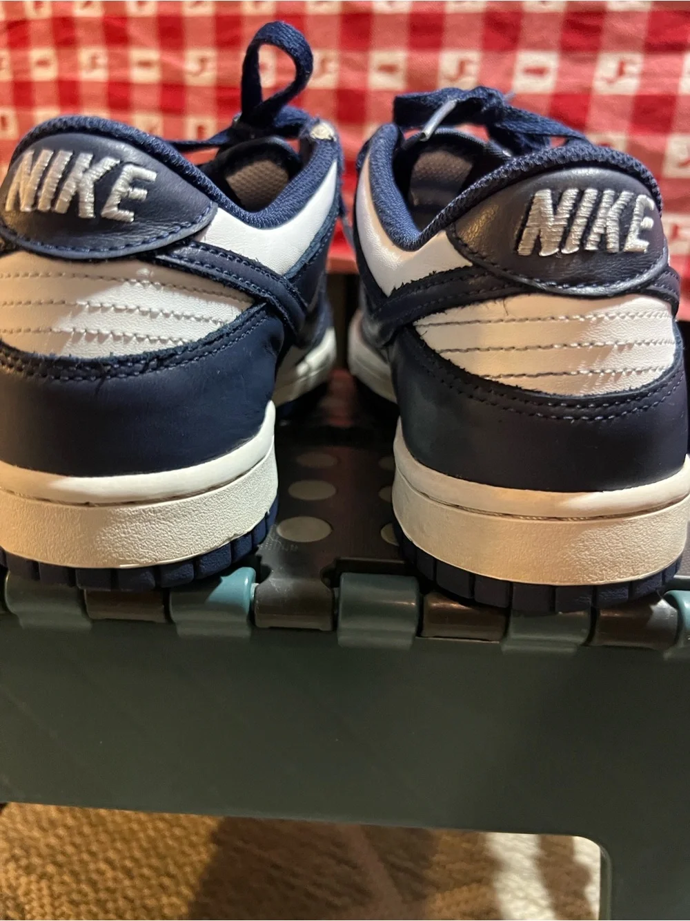 Nike Kids Dunk Navy and white Low- top sneakers.